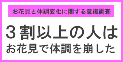 『お花見と体調変化に関する意識調査』を実施！３割以上の人はお花見で体調を崩した経験あり