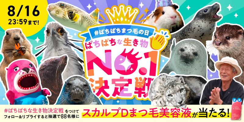 スカルプDまつ毛美容液×全国8か所の動物園・水族館 がコラボ！「ぱちぱちな生き物No.１決定戦」開催