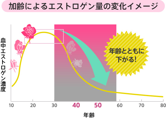 閉経をはさんで前後10年(45〜55歳)が更年期